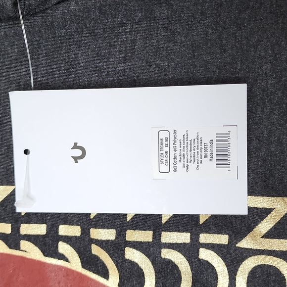 TRUE RELIGION DARK GREY WITH GOLD LOGO TEE SHIRT - Picture 7 of 8